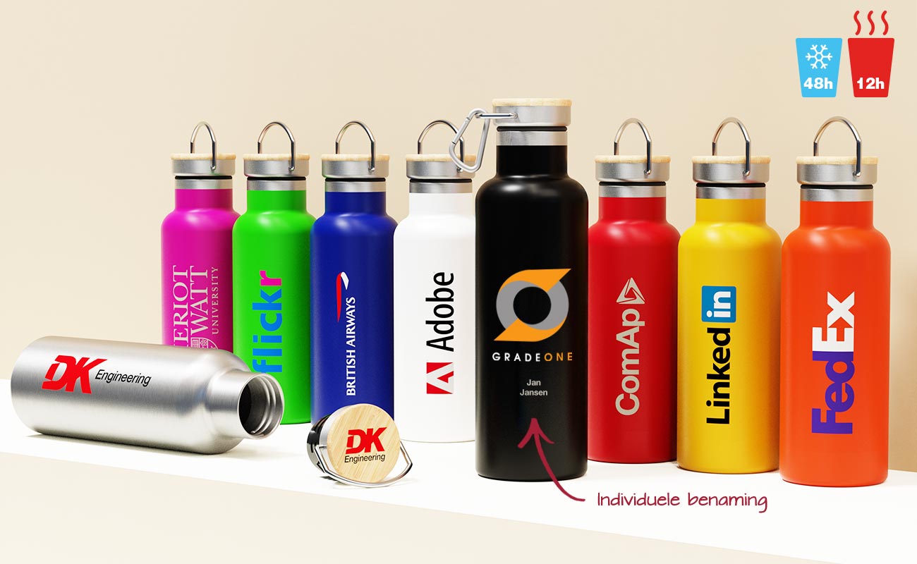 Traveler - Waterflessen staffel met logo Traveler - Waterflessen staffel met logo