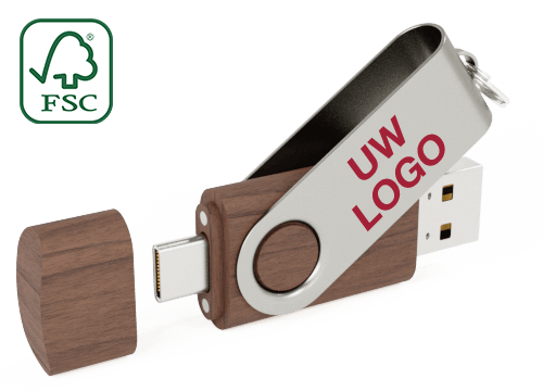 Twister Go Wood - Relatiegeschenk USB Stick